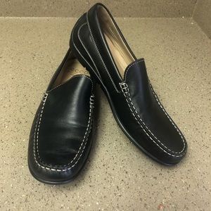 Ecco Black Noir Leather Loafer Slip-ons Size 10